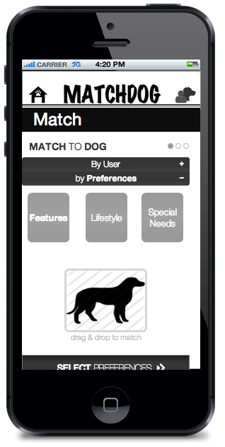 Matchdog app prototype match to dog